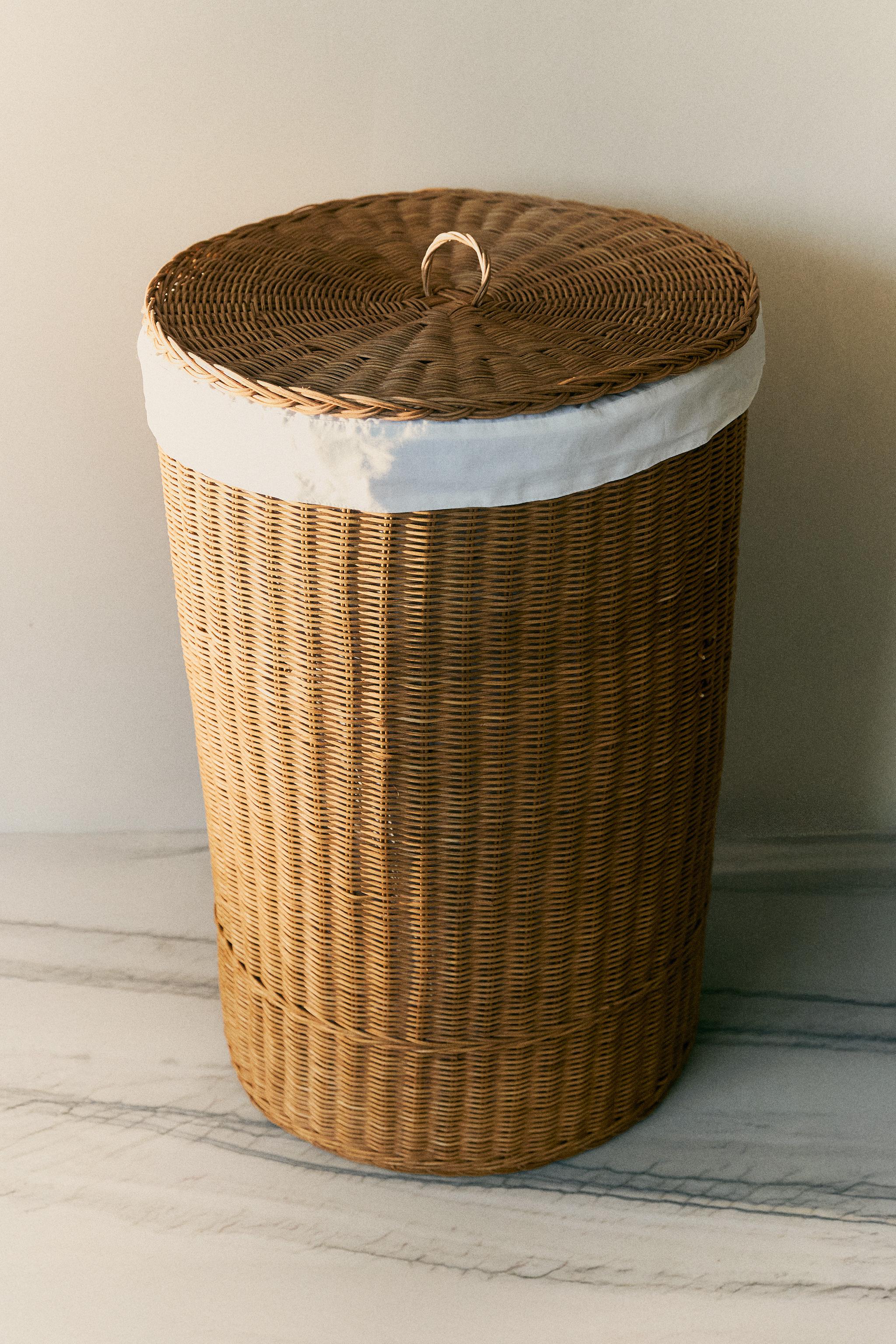 PANIER À LINGE ROTIN ET COTON